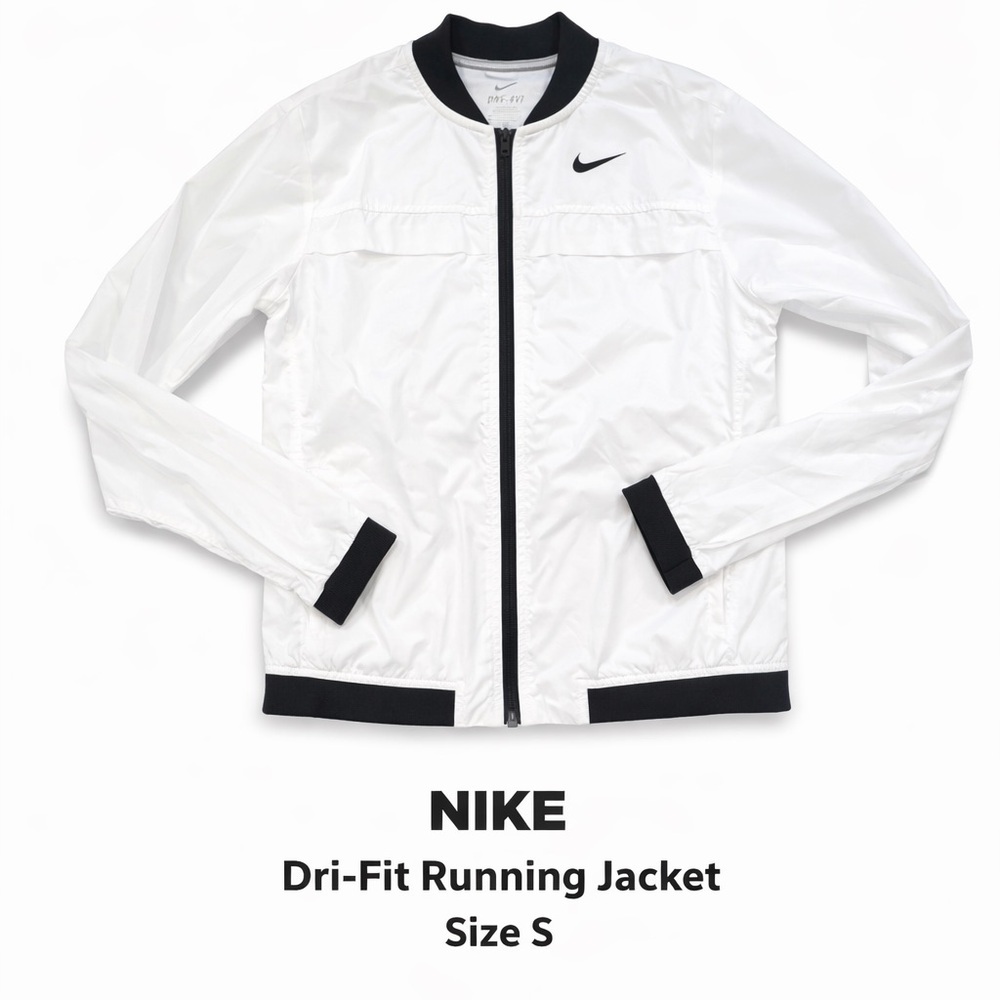 Nike Dri Fit White & Black Running Jacket Size Small